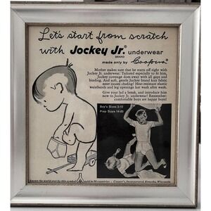 1950s Print Advertisement Jockey Jr. Underpants By Cooper Inc. Silver Wood Frame
